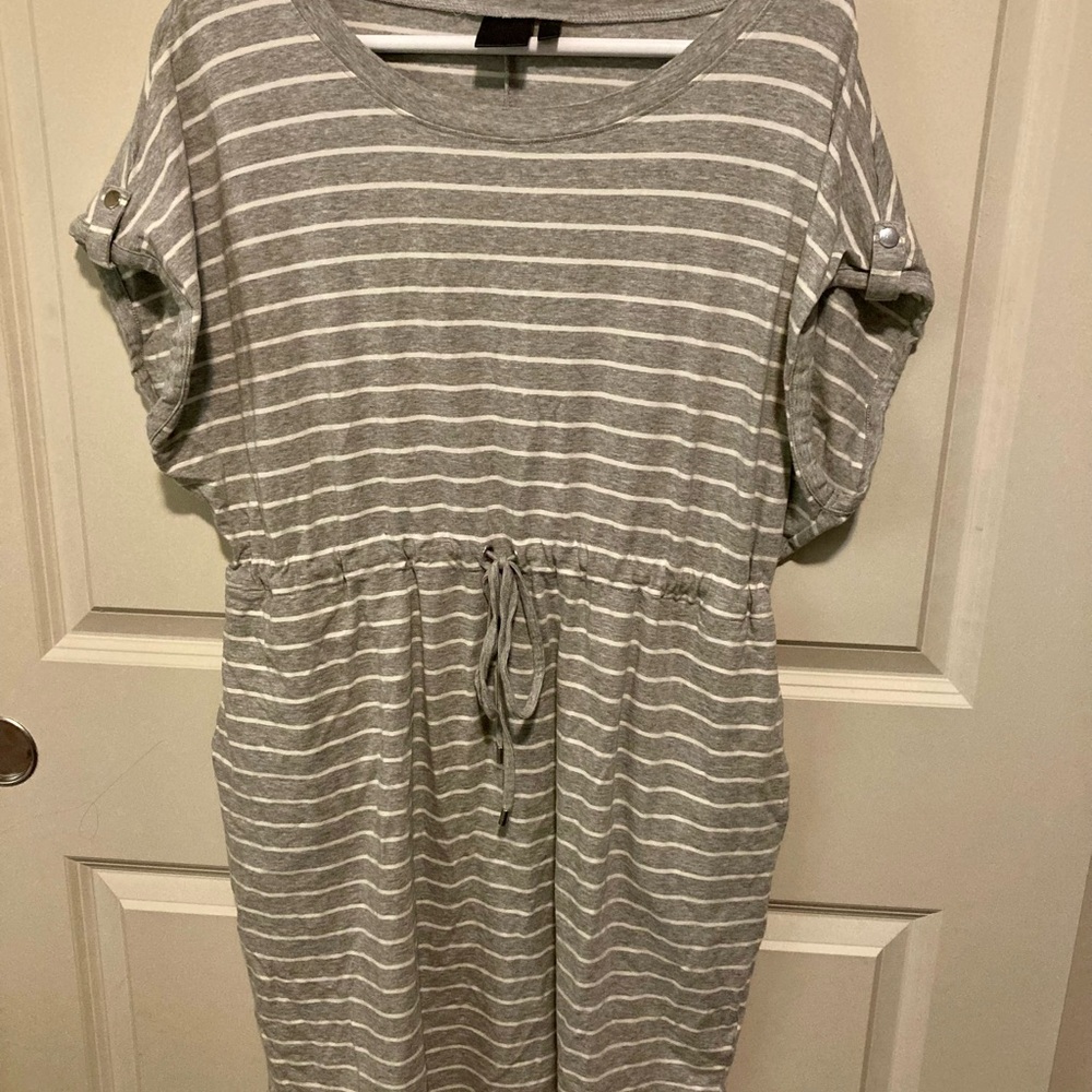 UKNOWN BRAND Gray Striped Dress - Women’s 2X